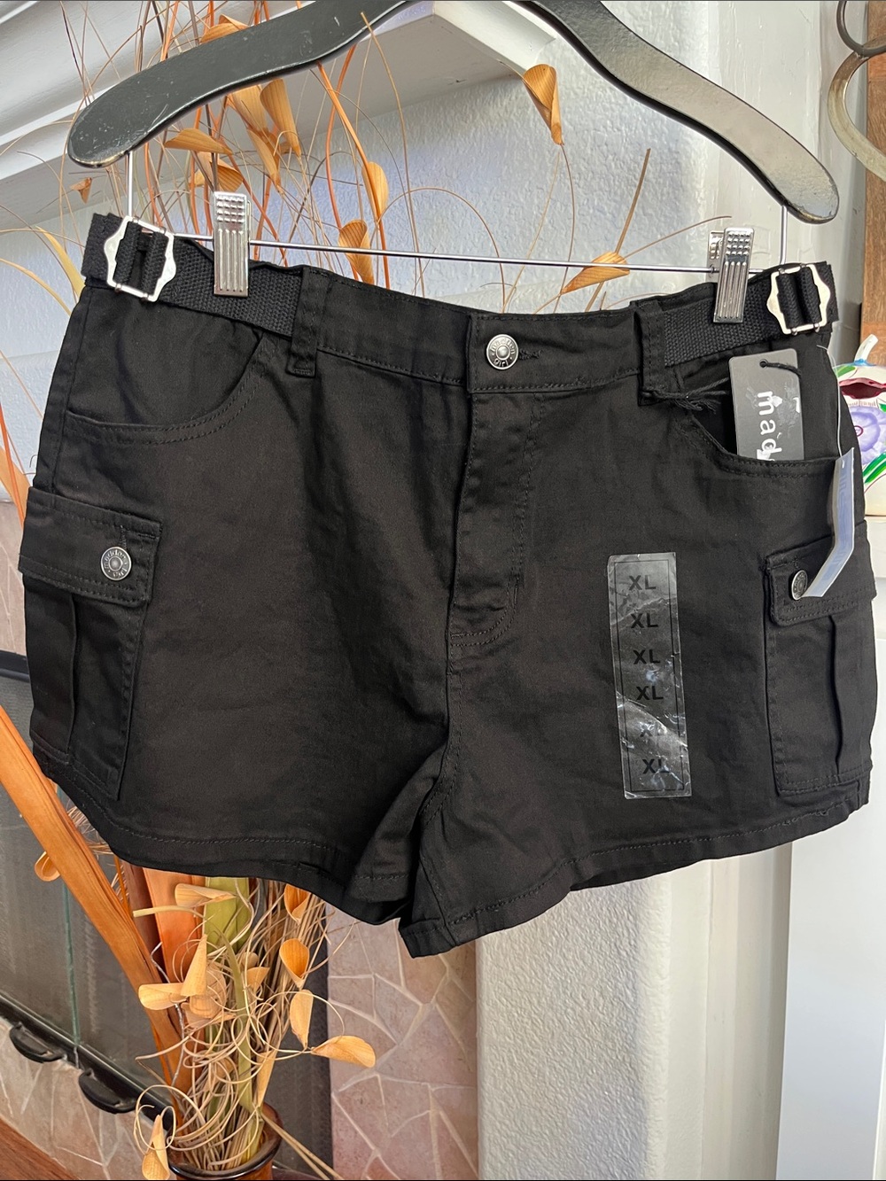 Madden Girl Black Cargo Utility Shorts